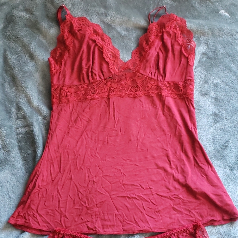 MAROON coloured cami and shorts PJ set